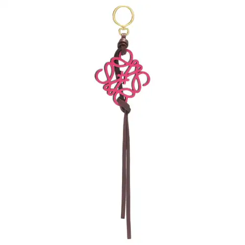 LOEWE Anagram Cow Leather Charm Bag Accessory Women's Burgundy