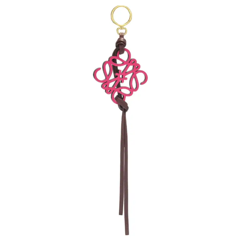 LOEWE Anagram Cow Leather Charm Bag Accessory Women's Burgundy