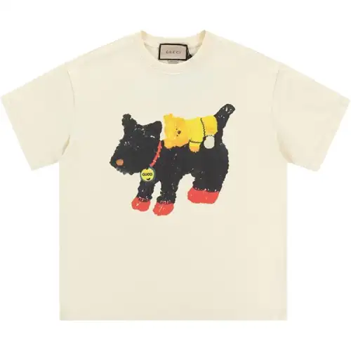 GUCCI T Shirts Unisex Ecru Crew Neck Moderate Straight Fit