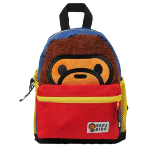 A BATHING APE Polyester Backpack Small Kids' Coffee/Red/Yellow/Black