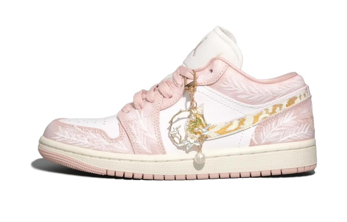 Jordan Air Jordan 1 Low top Skateboard Shoes Women's Gold Pink