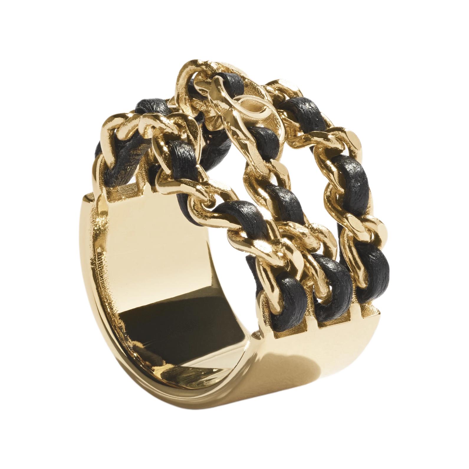 Женское кольцо Chanel CHANEL 【26p】 / (золото с черным)