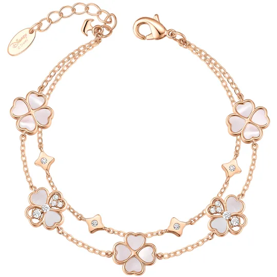 Disney Synthetic Cubic Zirconia Agate, Copper, Mother of Pearl Bracelets Women's Rose Gold
