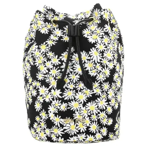 MIU MIU Polyester Toiletry Bag Women's Black Print