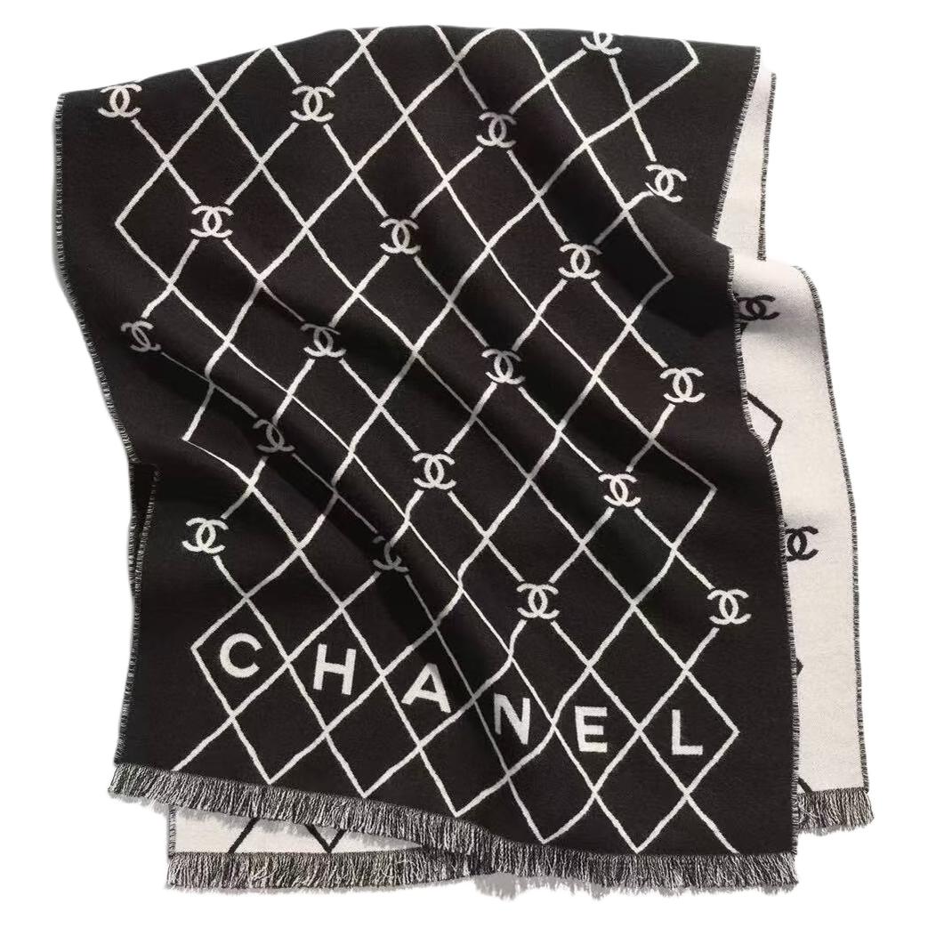Унисекс шарф Chanel CHANEL 【26p】C (черно-белый)