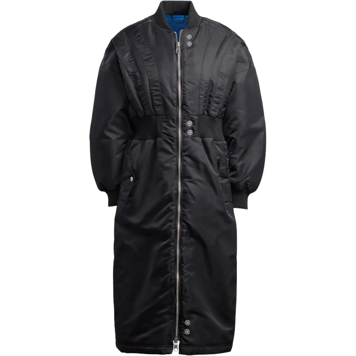 Adidas Originals Blue Version Coats Women's Black Lapel Moderate Straight Fit