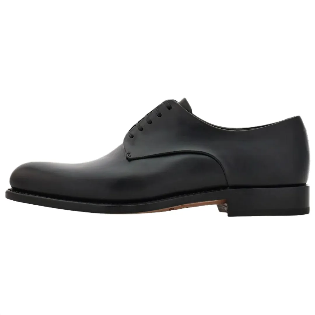 FERRAGAMO Tramezza Cow Leather Dress Shoes Men's Black