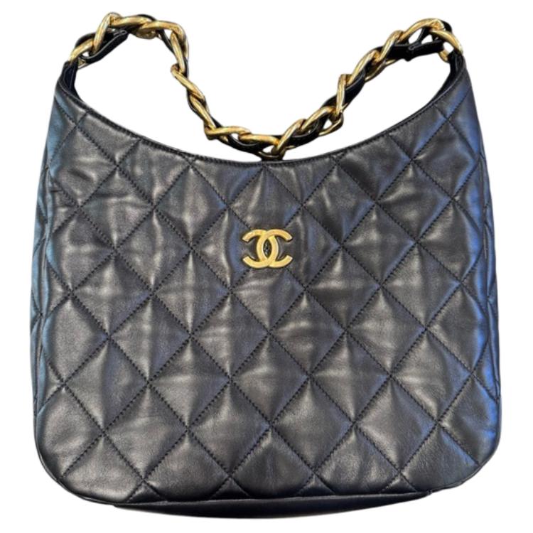 CHANEL 22SS Sheepskin Tote Bag, Shopping Bag, Hobo Bag, Hippie Bag, Shoulder Bag Women's Black