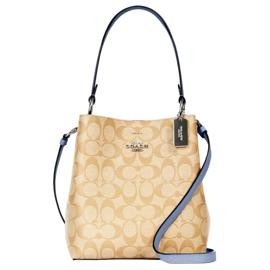 COACH Town Canvas Artificial Leather With Leather Bucket Bag One Shoulder Crossbody Handbags Women's