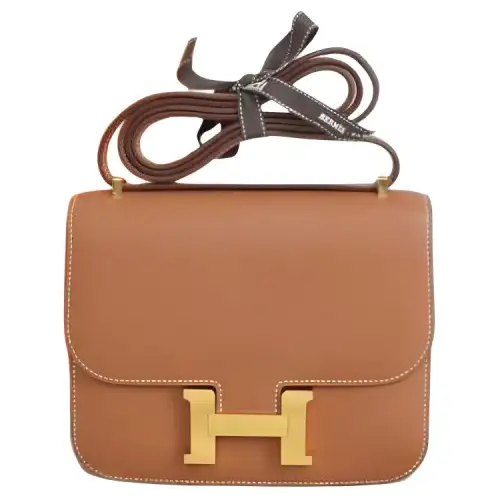 HERMES Constance Swift Leather Crossbody Bags 19 Women's 37 Gold Brown