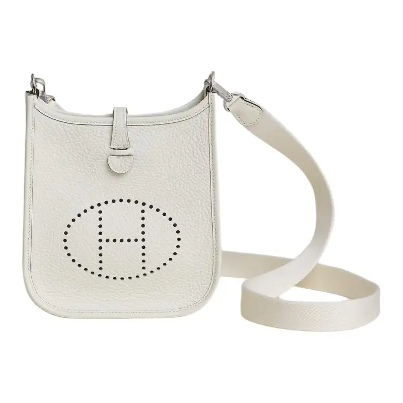 HERMES Evelyne Clemence Calfskin Shoulder Bag, Crossbody Bag 16 Women's 0U NEW WHITE New White