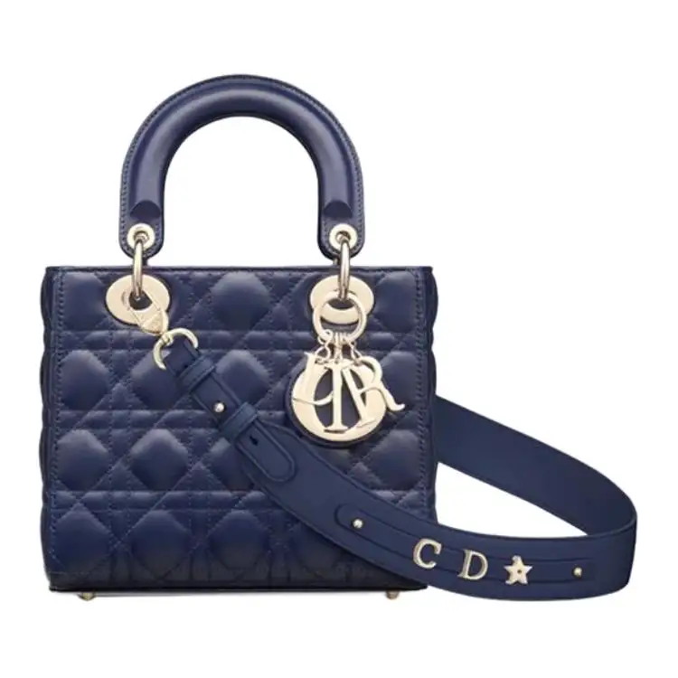 DIOR Lady Dior Lambskin Handbag, Shoulder Bag, Crossbody Bag, Handbag Small Women's Indigo