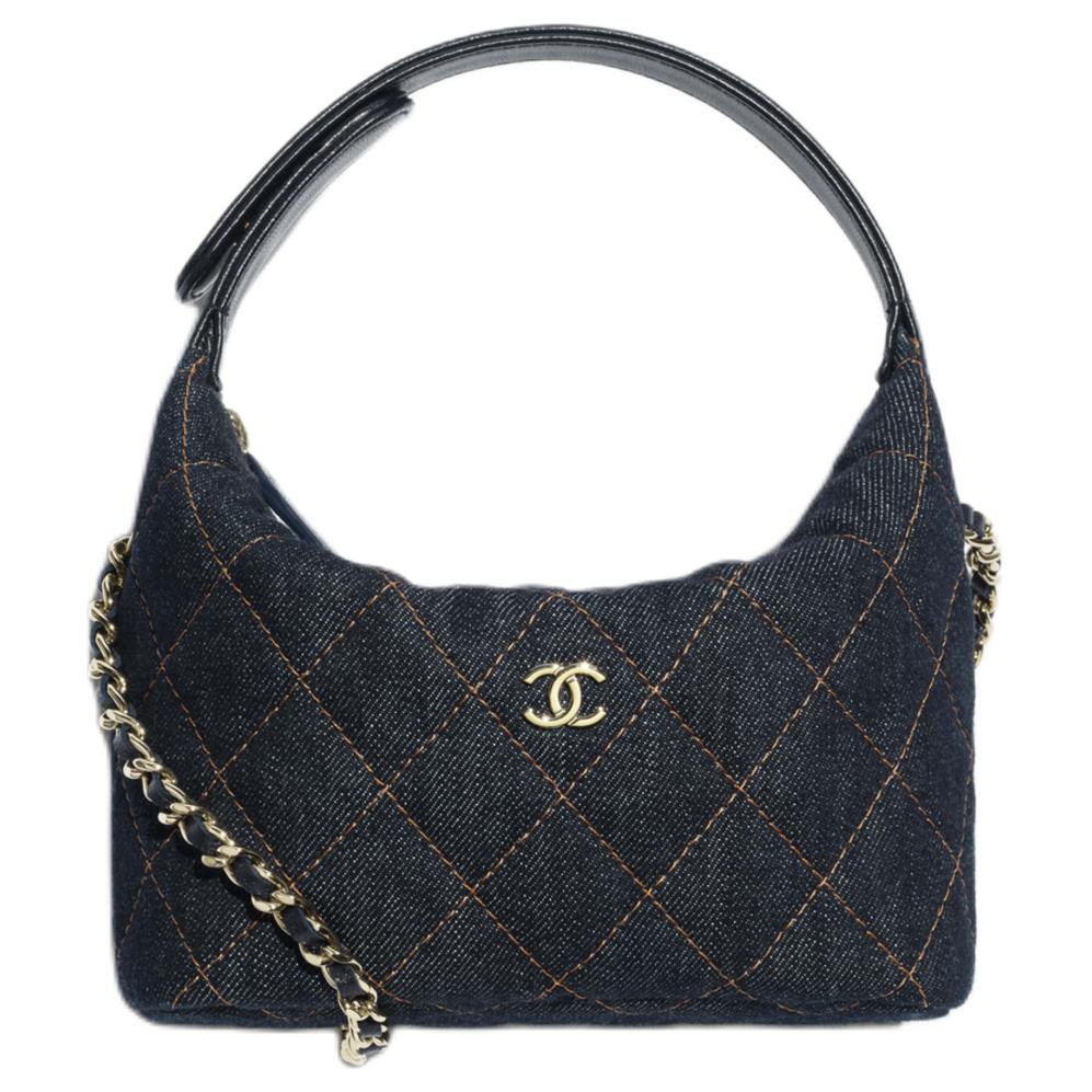 Женская сумка Chanel 26P Hobo (темно-синяя с оранжевым)