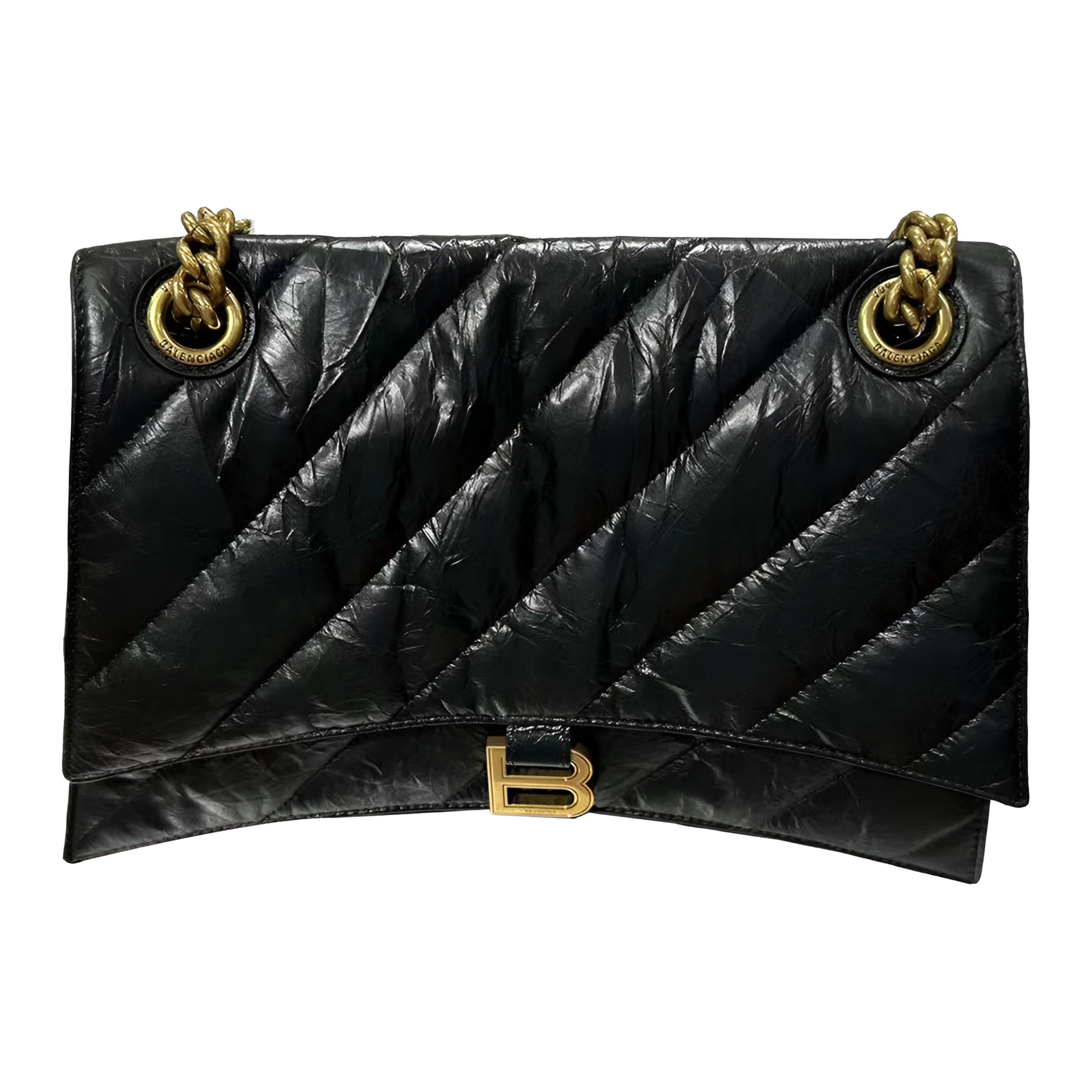 Balenciaga Crush Cow Leather Niki Pillow Bag, Crossbody Bag, Shoulder Bag Medium Women's Black