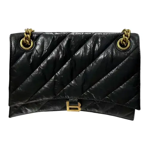 Balenciaga Crush Cow Leather Niki Pillow Bag, Crossbody Bag, Shoulder Bag Medium Women's Black