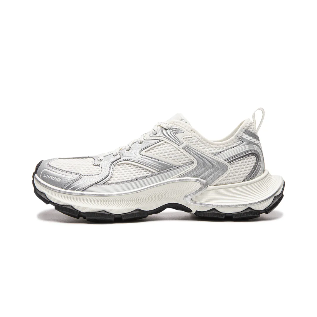 Li Ning Slip Resistant, Abrasion Resistant, Breathable Low top Chunky Sneakers Men's White Silver