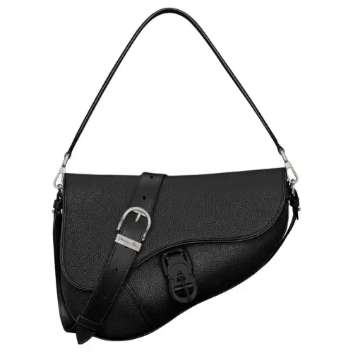 DIOR Saddle Grained Calfskin Saddle Bag Handbag, Shoulder Bag Men's Black