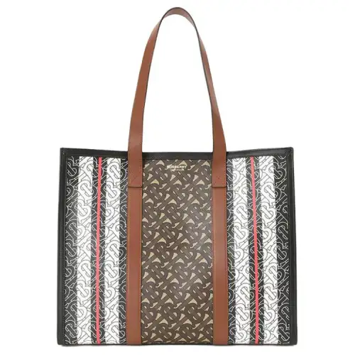 Burberry Canvas With Calfskin Tote Bag, Shopping Bag, Shoulder Bag, Handbag Small Women's Brown
