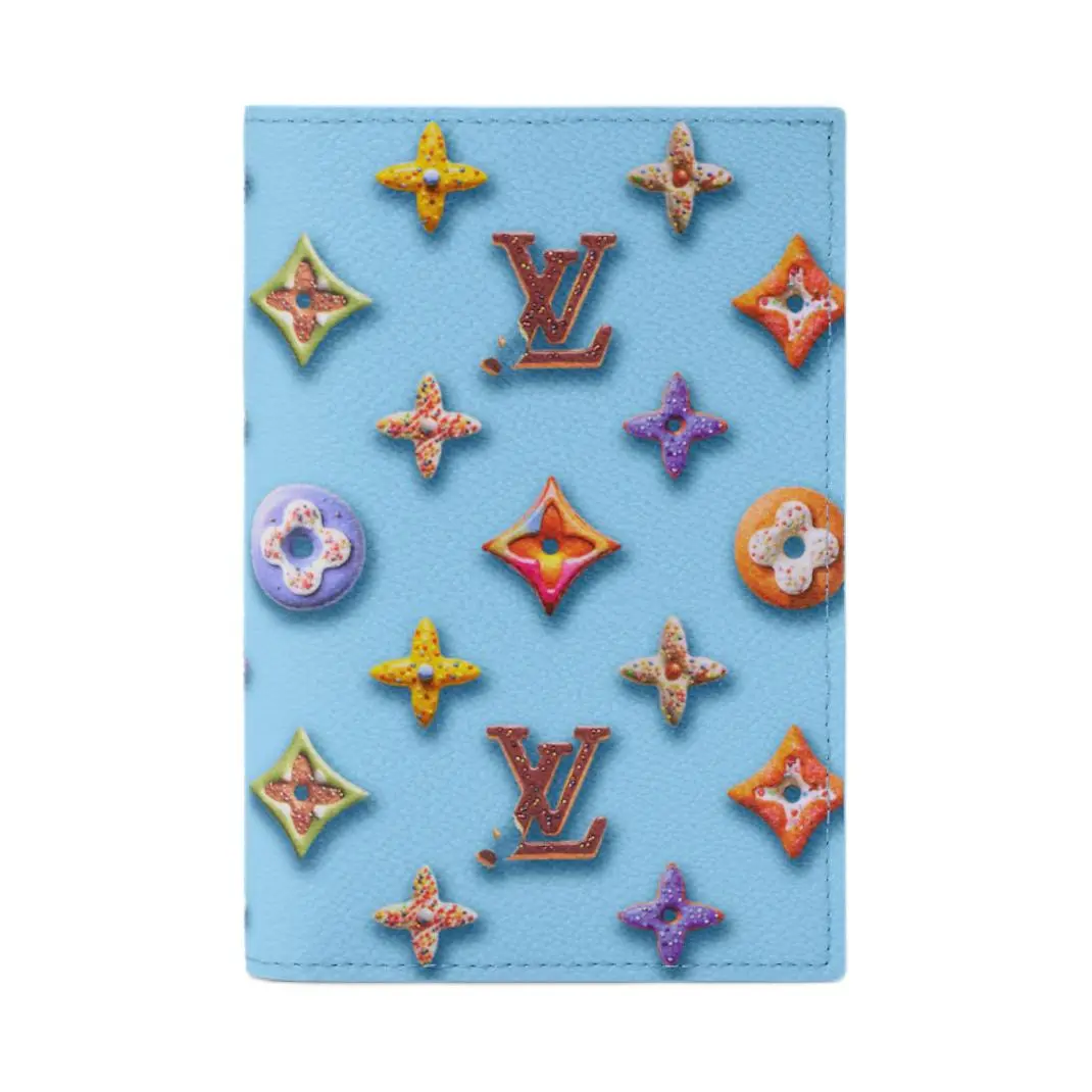 LOUIS VUITTON Coated Canvas With Artificial Leather Passport Holder Men's Blueberry