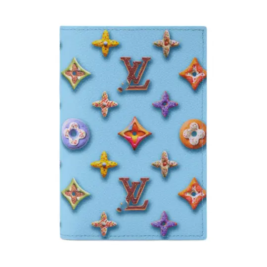 LOUIS VUITTON Coated Canvas With Artificial Leather Passport Holder Men's Blueberry