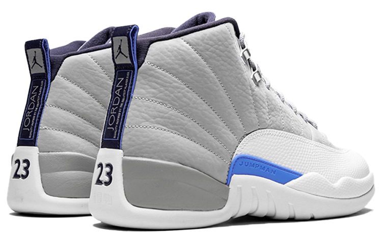 Мужские кроссовки Jordan Air Jordan 12 Retro Grey University Blue (серо-сине-белые) — Серый / синий / белый — фото 4