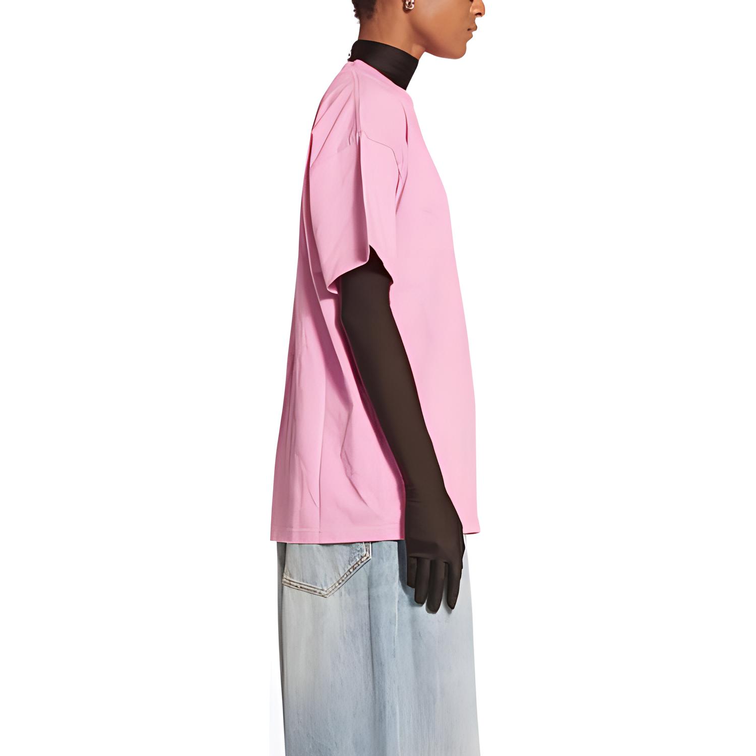 Женская футболка Balenciaga FW22 Logo (розовая) — фото 6