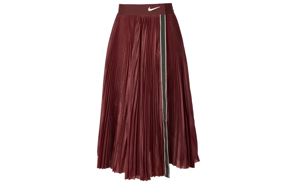 Nike Court Slam SS25 Casual Long Skirt Women's Dark Red/White Color
