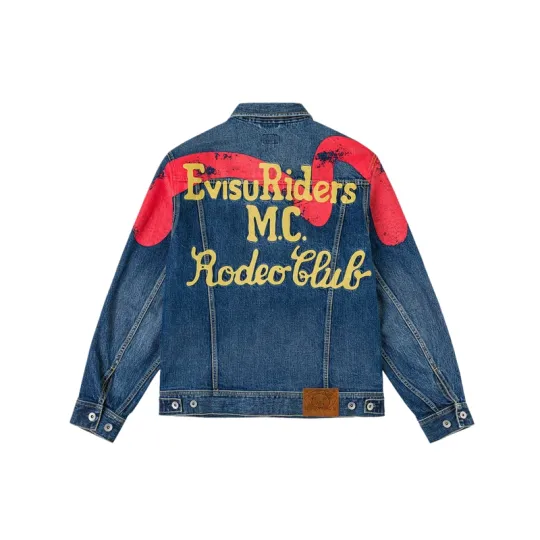 EVISU 2026 весенняя модная мужская джинсовая куртка с буквенным принтом в стиле ретро