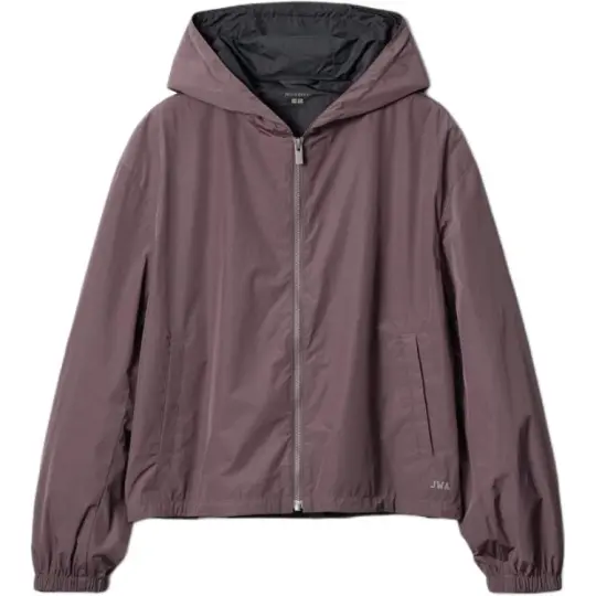 UNIQLO × JW Anderson совместная модель, однотонная, универсальная ветрозащитная куртка с капюшоном и длинными рукавами для женщин