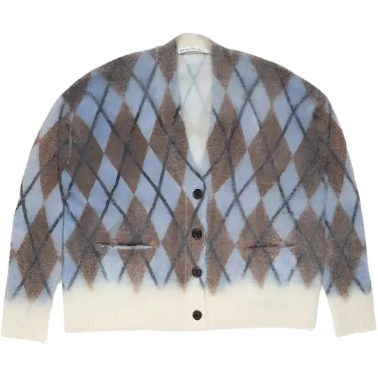 Acne Studios Check Jacquard V-Neck Cardigan