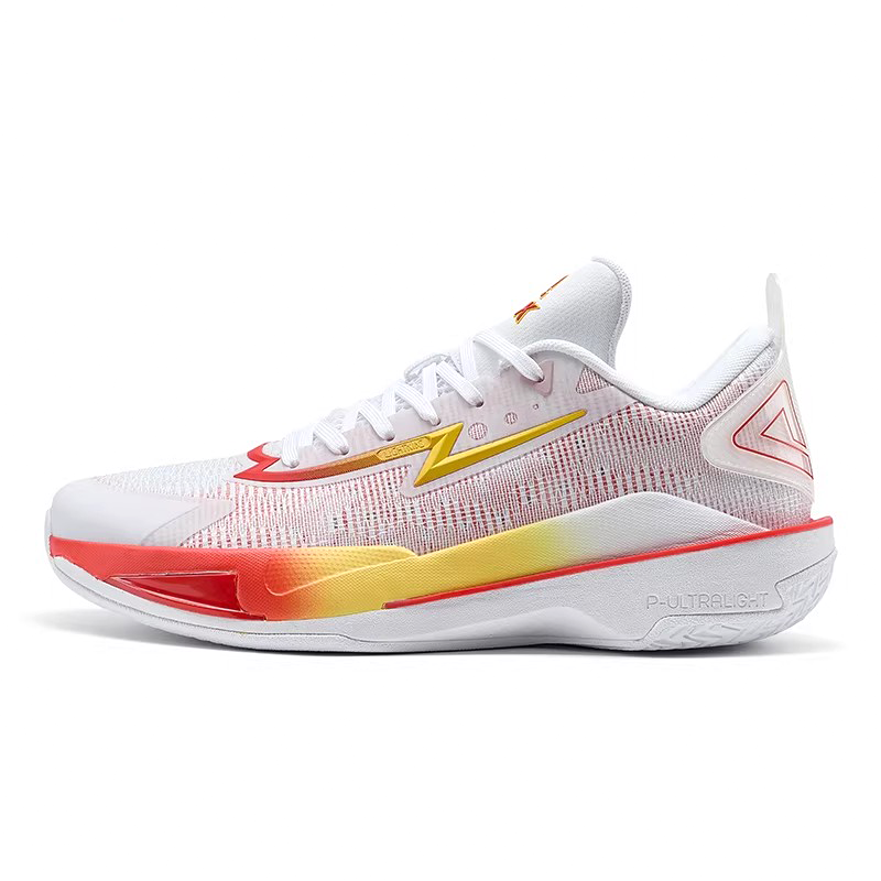 PEAK Lightning 11 Comfortable Slip Resistant Low top Basketball Shoes Men’s White Red