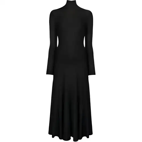 Bottega Veneta Long Sleeved Dresses Women's Black Turtleneck Moderate Mid Length
