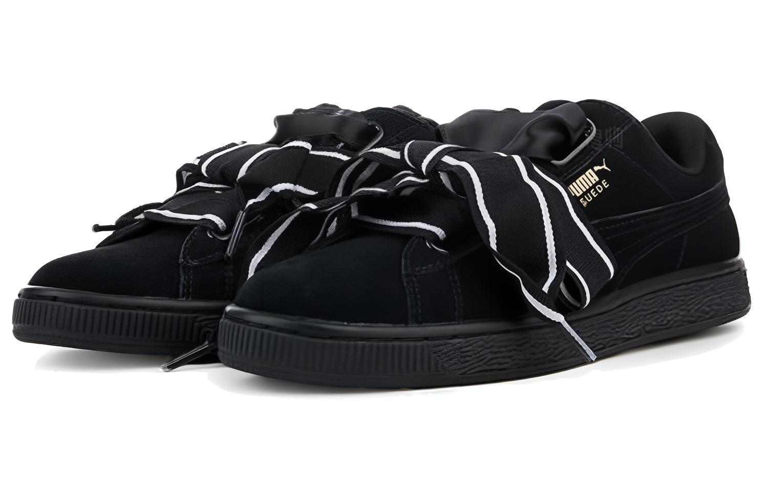 Женские кеды PUMA Suede Heart Satin II (черные) — фото 4