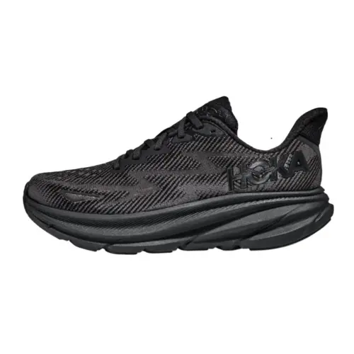 HOKA ONE ONE Clifton 9 comfortable fabric shock-absorbing, wear-resistant and breathable low-top cross-country marathon training running shoes, men's black