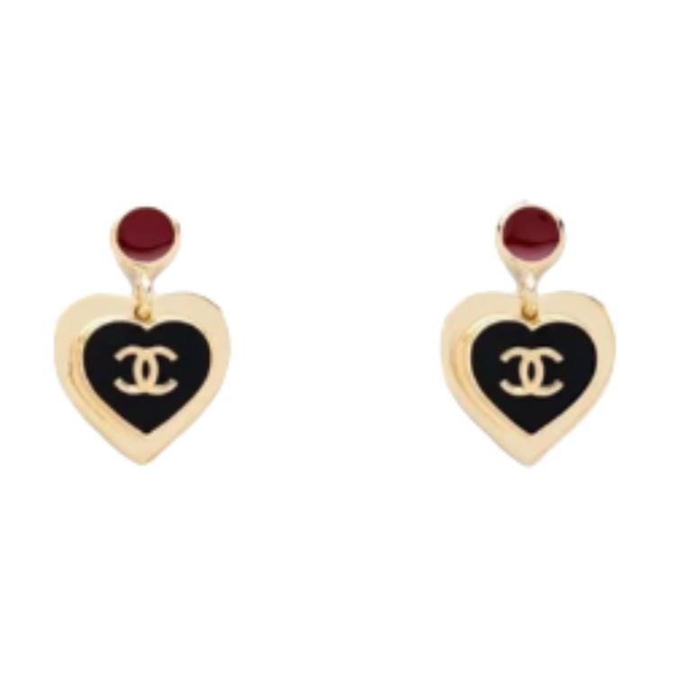 Женские серьги Chanel CHANEL 26p (черно-золотые)