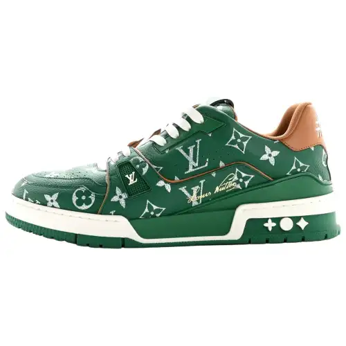 LOUIS VUITTON Trainer Cow Leather Low top Skateboard Shoes Men's Green