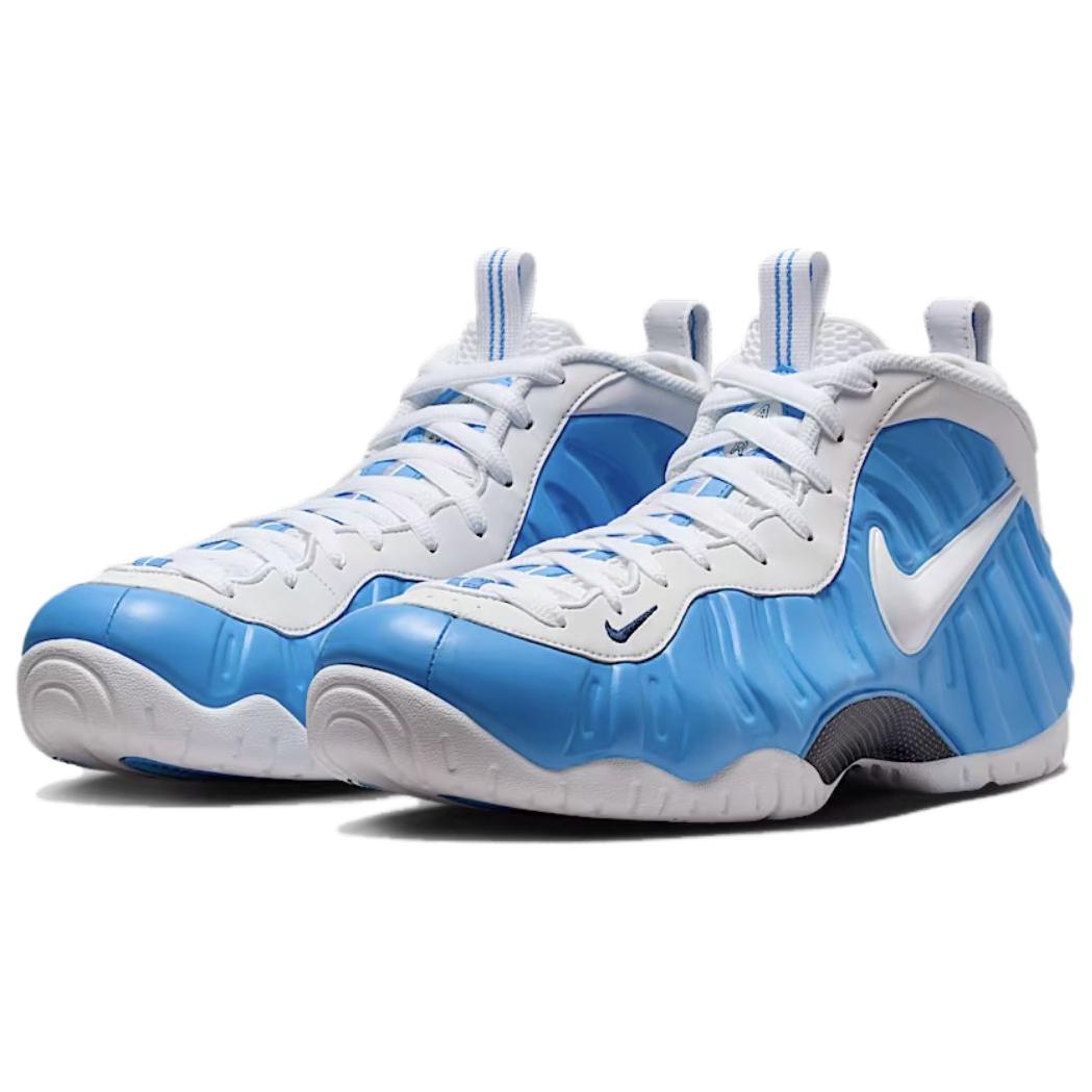 Nike Foamposite Pro Slip Resistant Abrasion Resistant High top Basketball Shoes Unisex Blue White