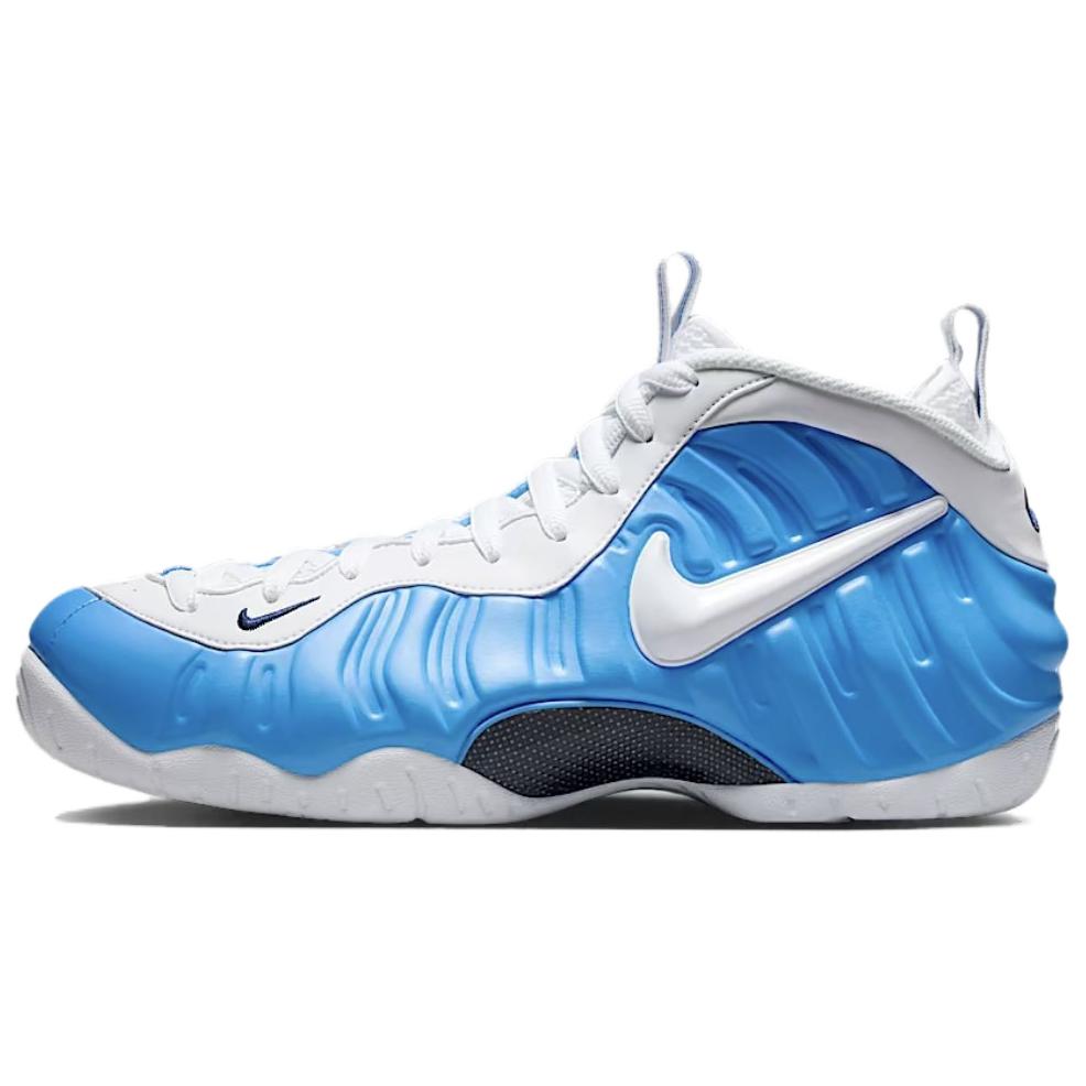 Nike Foamposite Pro Slip Resistant Abrasion Resistant High top Basketball Shoes Unisex Blue White