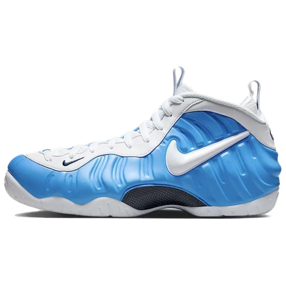 Nike Foamposite Pro Slip Resistant Abrasion Resistant High top Vintage Basketball Shoes Unisex Blue White