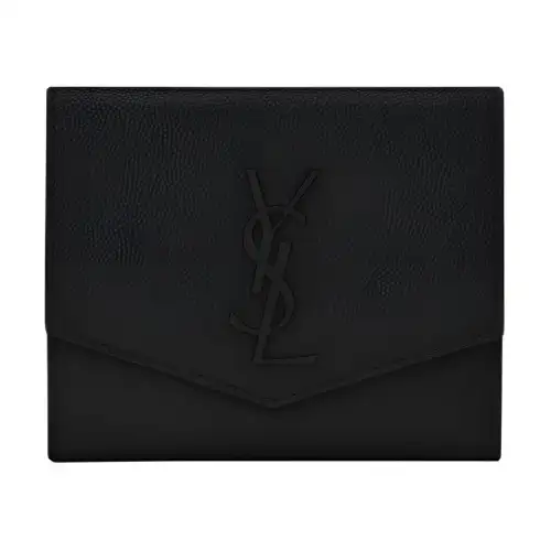 SAINT LAURENT UPTOWN Leather Wallet Small Women's Black