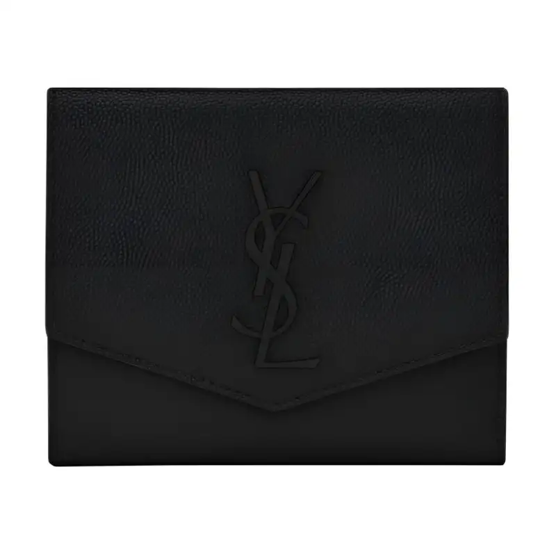 SAINT LAURENT UPTOWN Leather Wallet Small Women's Black