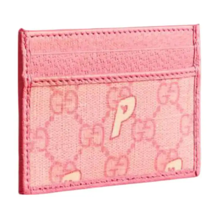 GUCCI PALACE Collaboration Canvas With Leather Card Holder Card Holder Women's Pink