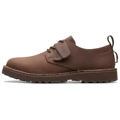 Clarks Cow Split Leather Casual Shoes Men's Dark Brown