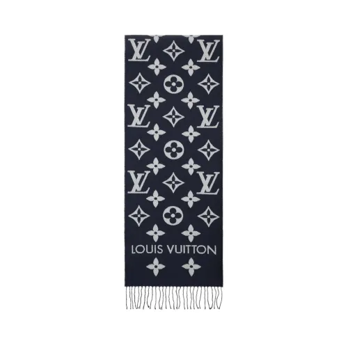 LOUIS VUITTON ESSENTIAL Wool Knit Scarves Unisex Dark Blue