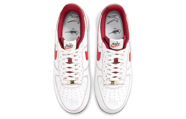 Мужские кроссовки Nike Air Force 1 "First Use" (бело-красный) — фото 3