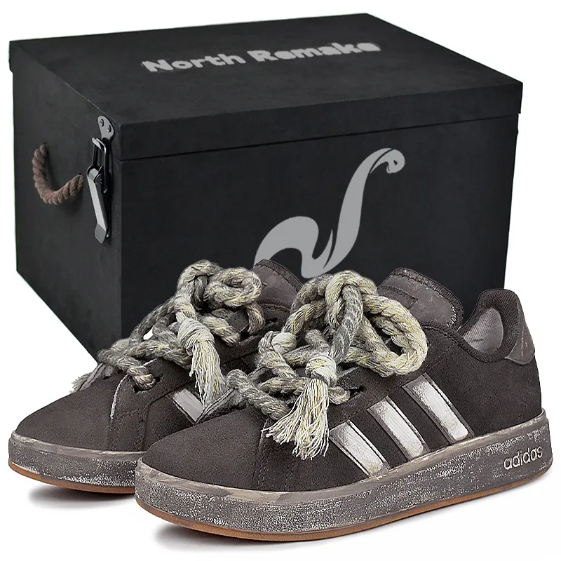 Adidas Grand Court Base 00s Abrasion Resistant Low top Skateboard Shoes Unisex Dark Brown