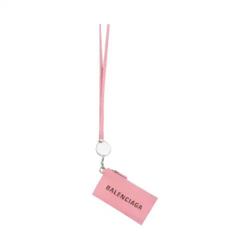 Balenciaga Cash Lanyard Cow Leather Card Holder, Wallet Women's Pink