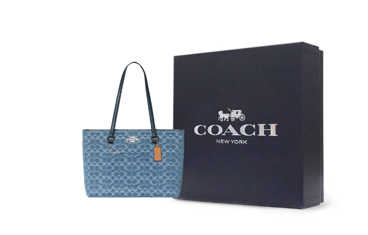 Женская сумка-тоут COACH Gallery 35 (синяя)