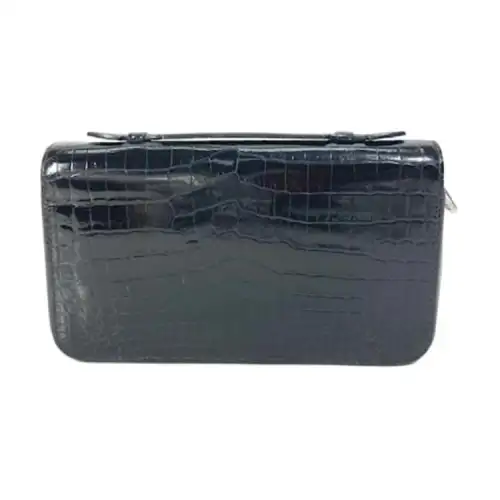 LOUIS VUITTON Zippy Crocodile Leather Wallet Men's Black