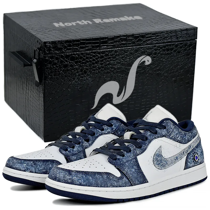 Jordan Air Jordan 1 Abrasion Resistant Low top Vintage Basketball Shoes Men's Blue White